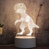White Base Creative 3D Tricolor LED Decorative Night Light  Button USB Version  Shape:Dinosaur(White-Warm-Warm White)