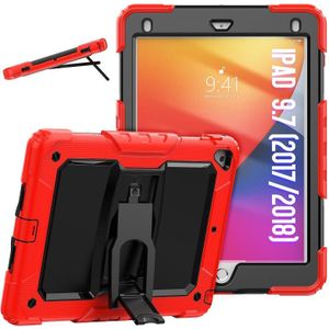 Schokbestendige kleurrijke siliconen + zwarte pc tablet beschermhoes met houder & schouderriem voor iPad 9.7 2018/2017