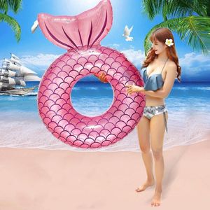 Adult Thickened Backrest Swimming Ring Mermaid Swim Ring(Pink)