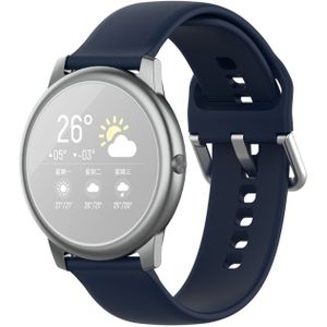 For Xiaomi Haylou Solar LS05 Silicone Solid Color Silver Buckle Strap  Size: 22mm(Midnight Blue)
