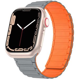 Voor Apple Watch 42 mm magnetische lus siliconen horlogeband (grijs oranje)