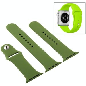 For Apple Watch Series 6 & SE & 5 & 4 40mm / 3 & 2 & 1 38mm High-performance Ordinary & Longer Rubber Sport Watchband with Pin-and-tuck Closure(Pinewood Green)