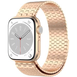 Voor Apple Watch Ultra 49 mm magnetische gesp roestvrijstalen metalen horlogeband (roségoud)