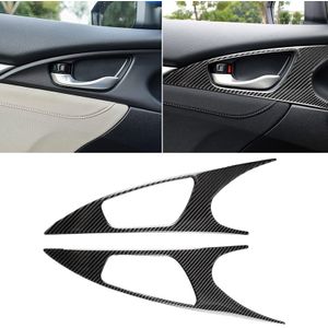 2 PCS Car Carbon Fiber Door Inner Handle Wrist Panel Decorative Sticker for Honda Tenth Generation Civic 2016-2019