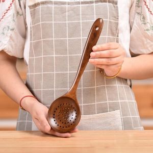 Non-Stick Pot Wood Spoon Teak Scoop Tableware Filter Spoon