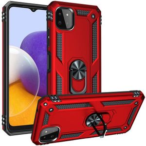 For Samsung Galaxy A22 5G Shockproof TPU + PC Protective Case with 360 Degree Rotating Holder(Red)