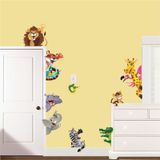 DIY Jungle Animals Cartoon Lion Elephant Giraffee PVC Wall Stickers