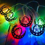 1.65m 10 LEDs Eid Al-Fitr LED Star and Moon String Lights Ramadan Festival Decoration Lamps(Warm White Light)