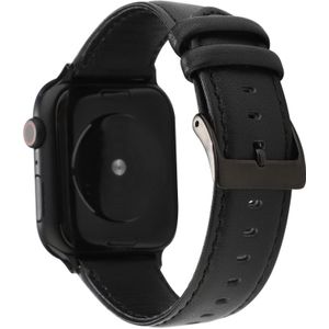 For Apple Watch Series 5 & 4 44mm / 3 & 2 & 1 42mm Oil Wax Crazy Horse Texture Genuine Leather Strap(Black)