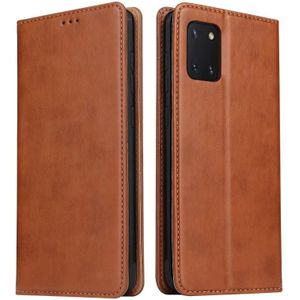 Voor Samsung Galaxy Note 10 Lite Fierre Shann PU Genuine Leather Texture Horizontale Flip Lederen case met Holder & Card Slots & Wallet(Bruin)