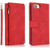 Skin-feel Crazy Horse Texture Zipper Wallet Bag Horizontal Flip Leather Case with Holder & Card Slots & Wallet & Lanyard For iPhone 6 Plus(Red)