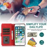 Skin-feel Crazy Horse Texture Zipper Wallet Bag Horizontal Flip Leather Case with Holder & Card Slots & Wallet & Lanyard For iPhone 6 Plus(Red)