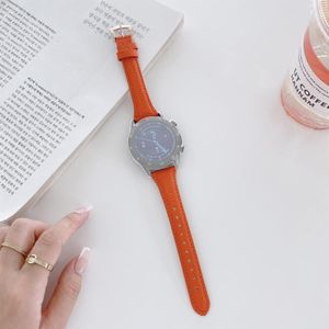 20mm Small Waist Lychee Texture Leather Replacement Strap Watchband(Orange)