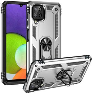 For Samsung Galaxy A22 4G Shockproof TPU + PC Protective Case with 360 Degree Rotating Holder(Silver)