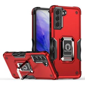For Samsung Galaxy S21 5G Ring Holder Non-slip Armor Phone Case(Red)
