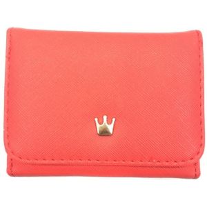 Short Mini Women Wallets Crown Decorated Fold PU Leather Coin Purse Card Holder(Red)