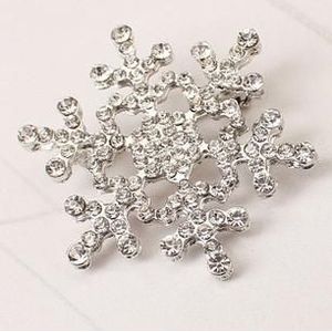 Fashion Water Drill Christmas Snowflake Brooch(Silver)