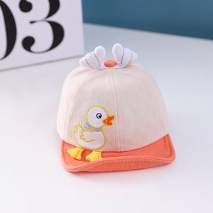 C0330 Cartoon Duck Shape Baby Peaked Cap Spring Baby Cotton Cap  Size: 46cm Adjustable(Beige)