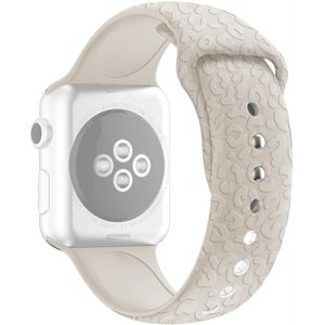 Luipaard embossing siliconen horlogeband voor Apple Watch Series 7 41mm / 6 & SE & 5 & 4 40mm / 3 & 2 & 1 38mm (beige wit)