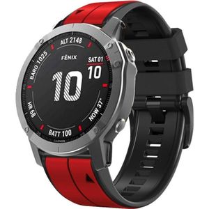 For Garmin Fenix 5 Plus 22mm Silicone Sports Two-Color Watch Band(Red+Black)