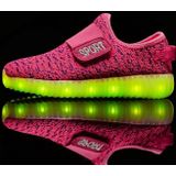 Led licht lichtgevende schoenen vliegen geweven sport en vrije tijd schoenen voor kinderen  maat: 34 (roze)