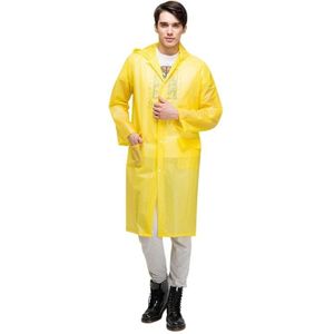 Fashion Adult Lightweight EVA Transparent Frosted Raincoat Big Hat With Pocket Size: XL(Yellow)
