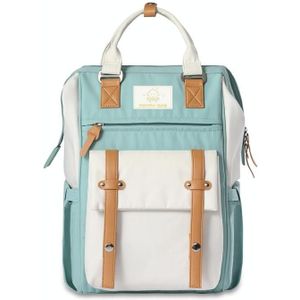 Portable Double-Shoulder Large-Capacity Mother And Baby Bag Diaper Bag  Size: One Size(Green Creamy-white)