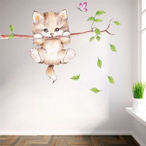 Cute Cat Twig Kindergarten Environment Layout Wall Decoration Wall Sticker