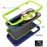 Voor iPhone 12 Pro Max Wave Pattern 3 in 1 Siliconen+PC Schokbestendige beschermhoes (Navy+Olivine)