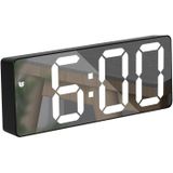 Mirror Bedside Alarm Clock Battery Plug-In Dual-Purpose LED Clock  Colour: Rectangular Black Shell (Mirror White Light)