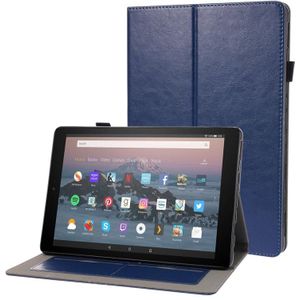 For Amazon Kindle Fire HD 10 2021 Business Horizontal Flip PU Leather Case with Two-Folding Holder & Card Slots & Pen Slot(Blue)