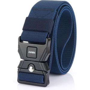 Awmn Men Outdoor Sports Alloy Snap Buckle Elastische riem  lengte: 125 cm (Royal Blue)