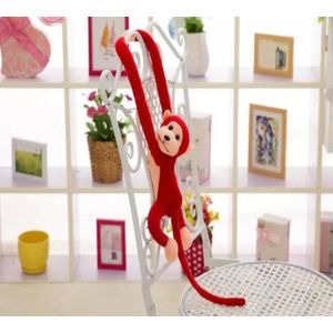 Kawaii Long Arm Tail Monkey Stuffed Doll Plush Toys Curtains Baby Sleeping Appease Animal Doll Birthday Gifts  Height:60cm(Red)