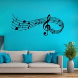 Music Sound Notes Wall Decal Bedroom Music Classroom Decor Removable Music Sticker  Size:M 39cmx100cm(Black)