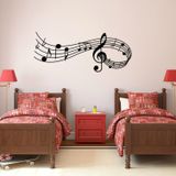 Music Sound Notes Wall Decal Bedroom Music Classroom Decor Removable Music Sticker  Size:M 39cmx100cm(Black)