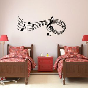 Music Sound Notes Wall Decal Bedroom Music Classroom Decor Removable Music Sticker  Size:M 39cmx100cm(Black)