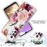 Voor Samsung Galaxy A32 PC + TPU transparant geverfd telefoonhoesje (paarse bloemen)