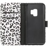 For Galaxy S9 Leopard Pattern PU + PC Horizontal Flip Leather Case with Holder & Card Slots & Wallet(White)