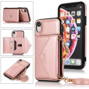 Multi-functional Cross-body Card Bag TPU+PU Back Cover Case with Holder & Card Slot & Wallet For iPhone X / XS(Rose Gold)