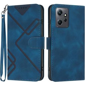 Voor Xiaomi Redmi Note 12 4G Global Line Pattern Skin Feel Leather Phone Case(Koningsblauw)