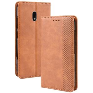 Magnetic Buckle Retro Crazy Horse Texture Horizontal Flip Leather Case for Nokia 2.2  with Holder & Card Slots & Photo Frame(Brown)