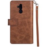 For Huawei Mate 20 lite Multifunctional Zipper Horizontal Flip Leather Case with Holder & Wallet & 9 Card Slots & Lanyard(Brown)