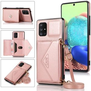 For Samsung Galaxy A51 5G Multi-functional Cross-body Card Bag TPU+PU Back Cover Case with Holder & Card Slot & Wallet(Rose Gold)