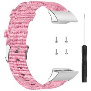 For Garmin Forerunner 35 / 30 Universal Nylon Canvas Replacement Wrist Strap Watchband(Pink)
