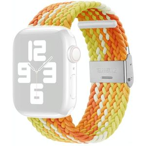 Gevlochten + roestvrijstalen vervanging horlogebanden voor Apple Watch Series 7 45 mm / 6 & SE & 5 & 4 44mm / 3 & 2 & 1 42mm (geurige sinaasappel)