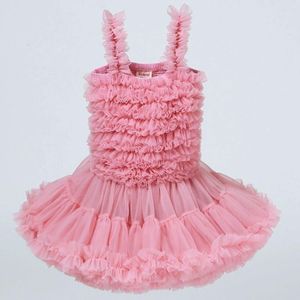 Girls Sling Puffy Solid Color Dress (Color:Bean Paste Color Size:130)