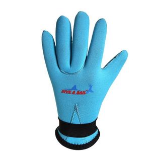 DIVE&SAIL 3mm Children Diving Gloves Scratch-proof Neoprene Swimming Snorkeling Warm Gloves  Size: M for Aged 6-9(Blue)