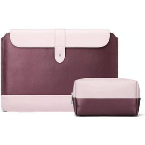 Horizontal Microfiber Color Matching Notebook Liner Bag  Style: Liner Bag+Power Bag (Wine Red)  Applicable Model: 14-15.4 Inch