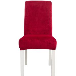 2 PCS Simple Soft High Elastic Thickening Velvet Semi-Interior Chair Cover Hotel Chair Cover( Wine Red)