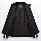 Autumn and Winter Letters Embroidery Pattern Tight-fitting Motorcycle Leather Jacket for Men (Color:Black Size:XL)